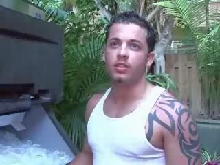 Real enchanting Str8 resort maintenance lad has gay sex clip with glorious Puerto Rican red head.