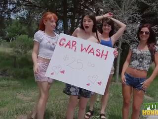 Public Handjobs - Chloe Skyy Gets Wet At Handjob Carwash With Her tempting Model Friends
